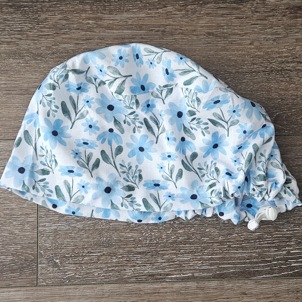 Blue Floral Scrub Cap - Unbranded